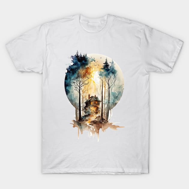 Cozy forest house surrounded with trees 5 T-Shirt by SMCLN